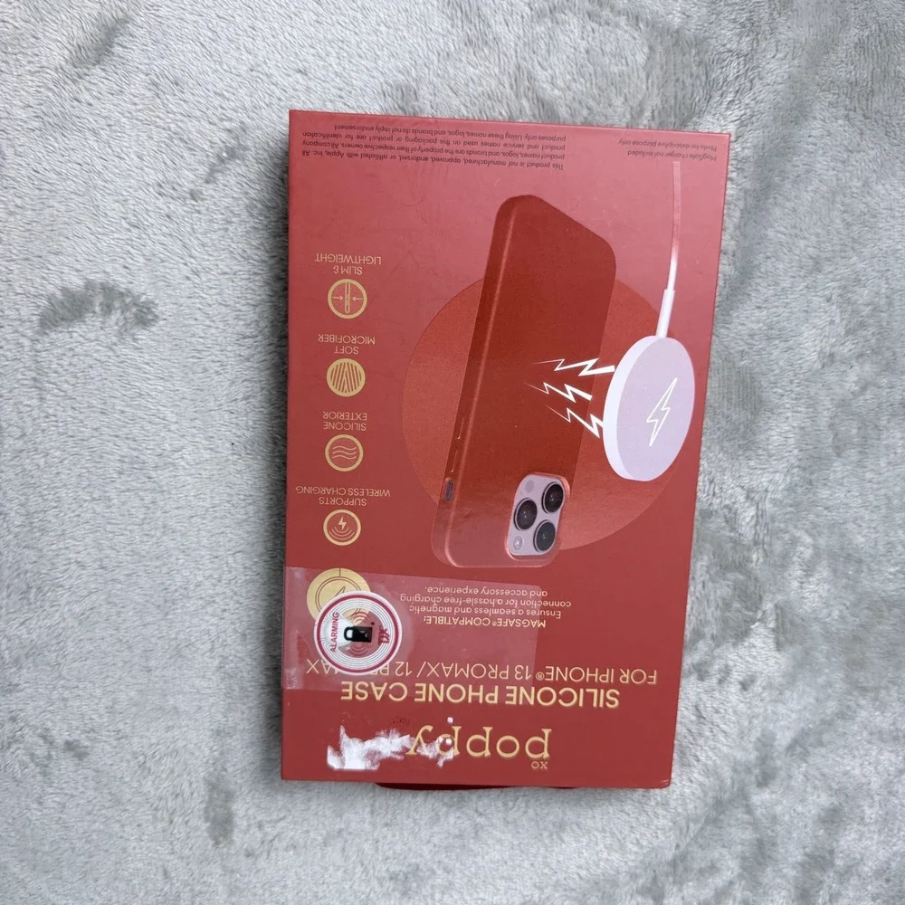 XO Poppy Silicone Phone Case Unisex iPhone 13/12 Pro Max Red MagSafe Alarming